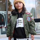 Kids Topgun Patched MA-1 Bomber Jacket – Winter Flight Coat for Boys & Girls Ages 2–12