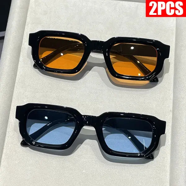 3pcs vintage rectangle women fashion retro sunglasses UV400 protection - As Picture(2PCS) 2