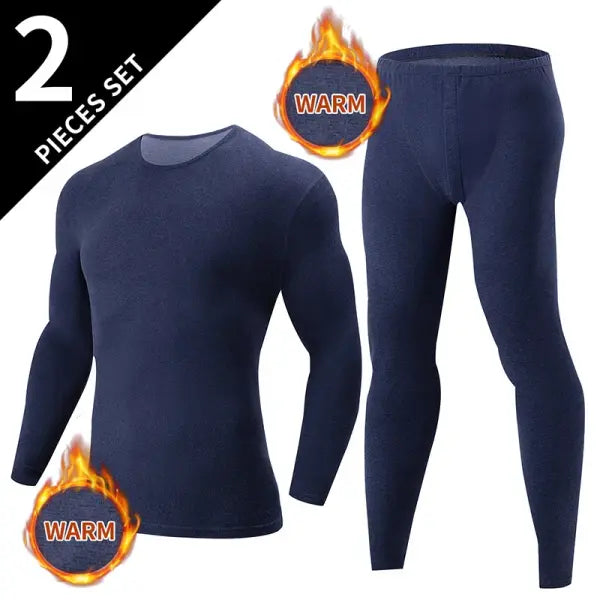 Men’s Polyester Spandex Knit Long Johns - Blue / US-XXL (Asian4XL)
