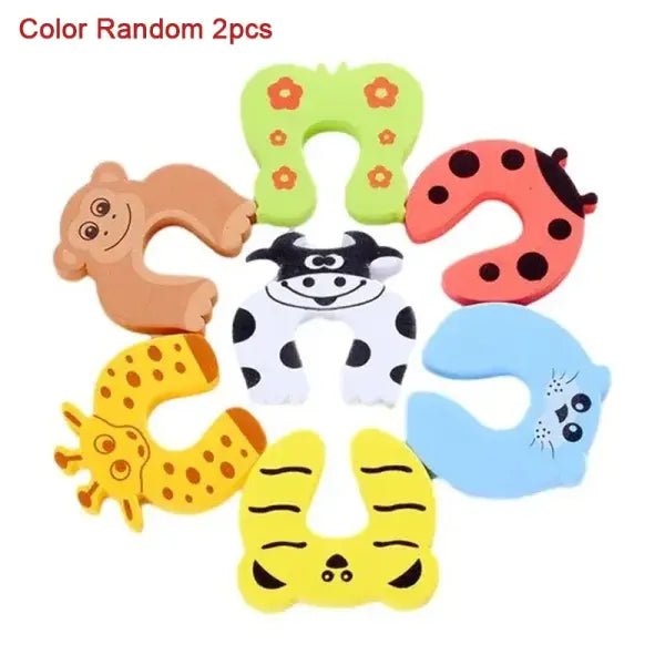 2/5PCS Baby Safety Door Stoppers – Cute Animal Finger Protectors for Furniture Anti-Pinch Child Safety - Color Random