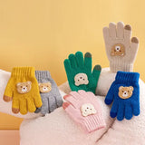 Cartoon Bear Knitted Baby Gloves – Thick Winter Warm Crochet Gloves for Boys & Girls (Ages 2–6)
