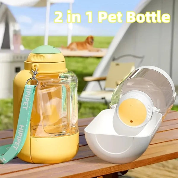 2-in-1 Dog Drinking Water Bottle with Detachable Food Container