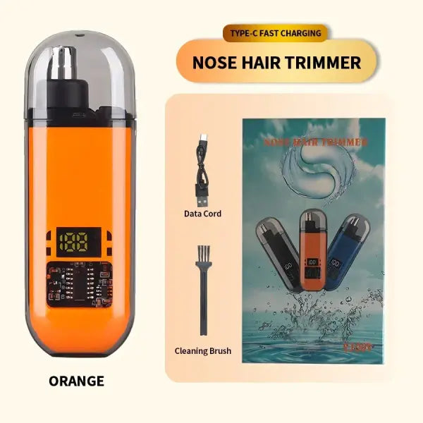 2 In 1 Electric Portable Ear And Nose Hair Trimmer Clipper 2024 Professional Painless Portable Eyebrow For Men - orange
