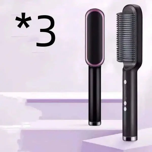 2 In 1 Hair Straightener Hot Comb with Negative Ion Technology - 2pcs A Black / US / With box - Hair Straightener