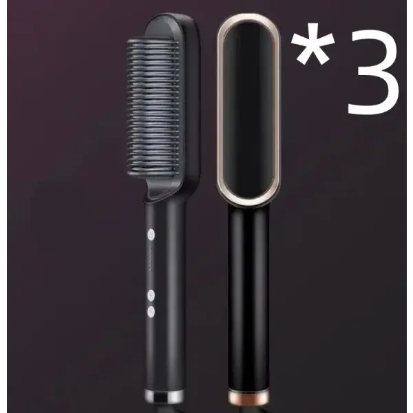 2 In 1 Hair Straightener Hot Comb with Negative Ion Technology - 2pcs A Black / US / With box - Hair Straightener