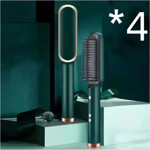 2 In 1 Hair Straightener Hot Comb with Negative Ion Technology - 2pcs A Black / US / With box - Hair Straightener