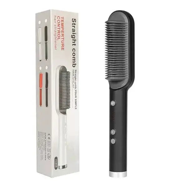 2 In 1 Hair Straightener Hot Comb with Negative Ion Technology - 2pcs A Black / US / With box - Hair Straightener