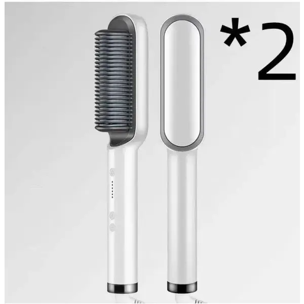 2 In 1 Hair Straightener Hot Comb with Negative Ion Technology - 2pcs A Black / US / With box - Hair Straightener