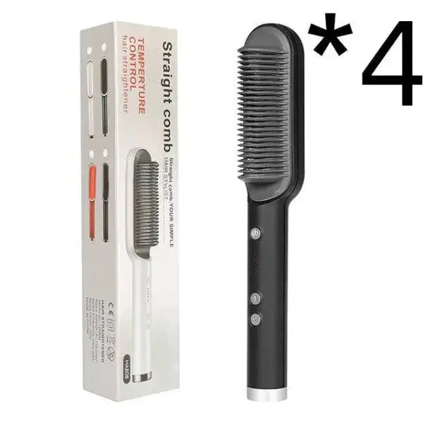 2 In 1 Hair Straightener Hot Comb with Negative Ion Technology - 2pcs A Black / US / With box - Hair Straightener