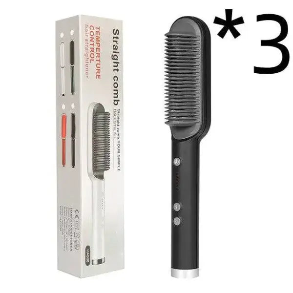 2 In 1 Hair Straightener Hot Comb with Negative Ion Technology - 2pcs A Black / US / With box - Hair Straightener