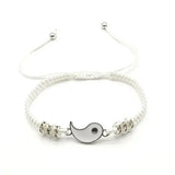 2 PC Jewelry Set Couple Black White Tai Chi Bracelet Rope Adjustable Chain Set Simple Style Daily Wear Jewelry
