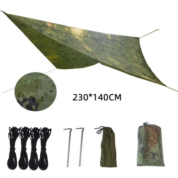 2-Person Camping Hammock with Mosquito Net - Heavy Duty Parachute Fabric Portable Swing for Outdoor Travel - Camo