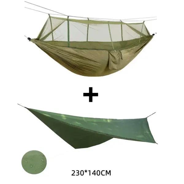 2 Person Camping Garden Hammock With Mosquito Net Outdoor Furniture Bed Strength Parachute Fabric Sleep Swing Portable