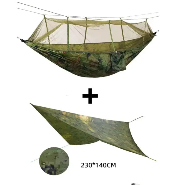 2 Person Camping Garden Hammock With Mosquito Net Outdoor Furniture Bed Strength Parachute Fabric Sleep Swing Portable