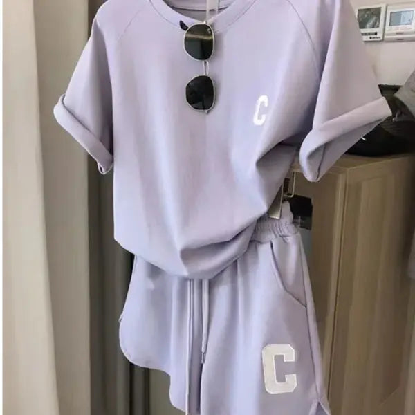 Women Summer Short Sleeve Pajama Set Plus Size Comfortable Sleepwear