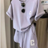 Women Summer Short Sleeve Pajama Set Plus Size Comfortable Sleepwear