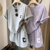 Women Summer Short Sleeve Pajama Set Plus Size Comfortable Sleepwear