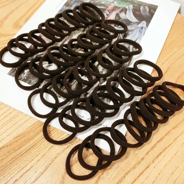 100pcs Kids Elastic Hair Bands Girls Sweets Scrunchie Set - black / 50pcs