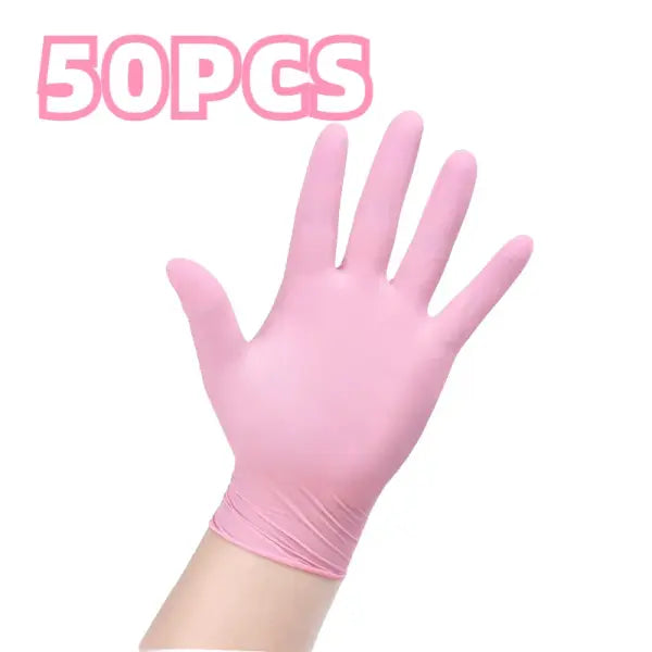 20/50/100PCS Pink Nitrile Gloves Powder-Free Food Grade Cleaning & Beauty Gloves - Light Pink-50PCS / L