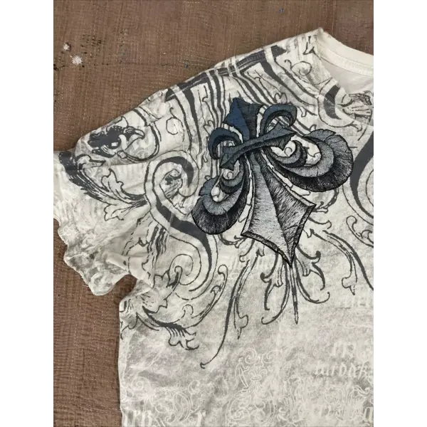 2000s Affliction Graphic Tee for Men – Grunge Wings Cotton T-Shirt Vintage Large Casual Shirt