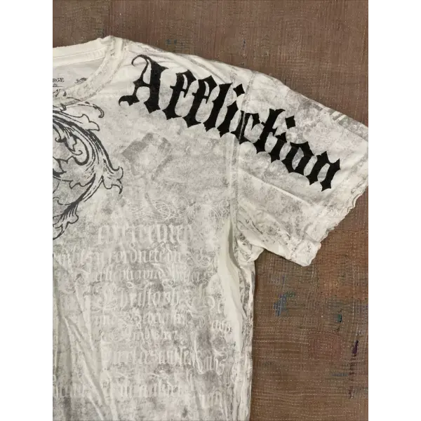 2000s Affliction Graphic Tee for Men – Grunge Wings Cotton T-Shirt Vintage Large Casual Shirt