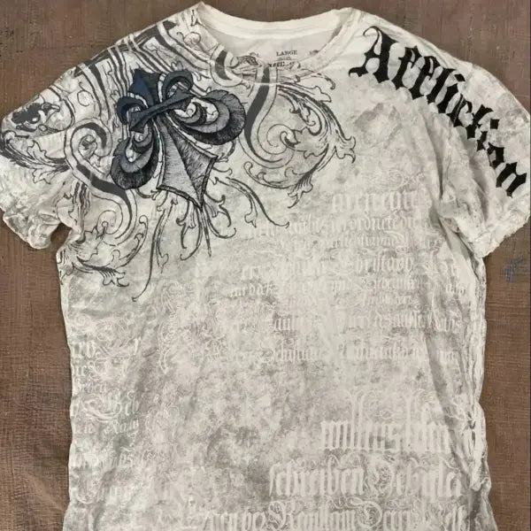 2000s Affliction Graphic Tee for Men – Grunge Wings Cotton T-Shirt Vintage Large Casual Shirt - affliction-1 / M