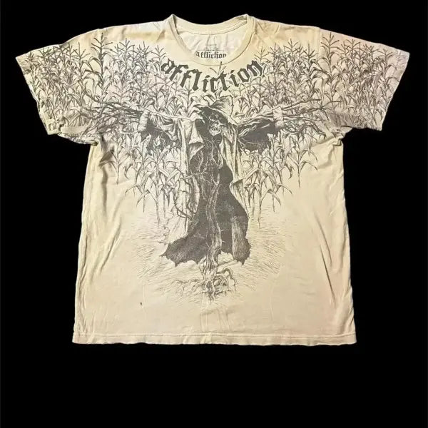 2000s Affliction Graphic Tee for Men – Grunge Wings Cotton T-Shirt Vintage Large Casual Shirt - affliction-14 / M