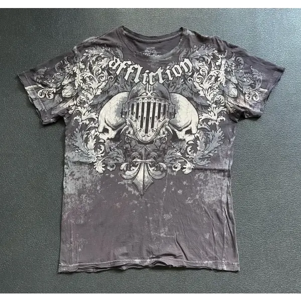 2000s Affliction Graphic Tee for Men – Grunge Wings Cotton T-Shirt Vintage Large Casual Shirt - affliction-9 / M