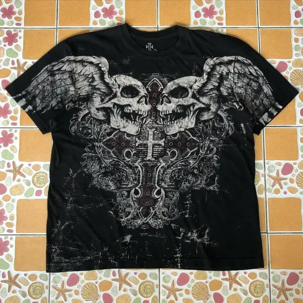 2000s Affliction Graphic Tee for Men – Grunge Wings Cotton T-Shirt Vintage Large Casual Shirt - affliction-6 / M
