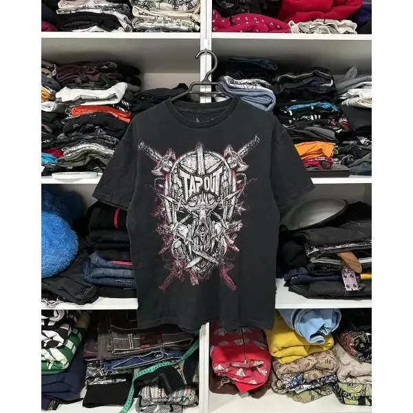 2000s Affliction Oversized Graphic T-Shirt for Men – Retro Punk Hip Hop Cotton Tee Short Sleeve Round Neck
