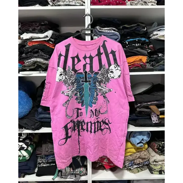 2000s Affliction Oversized Graphic T-Shirt for Men – Retro Punk Hip Hop Cotton Tee Short Sleeve Round Neck