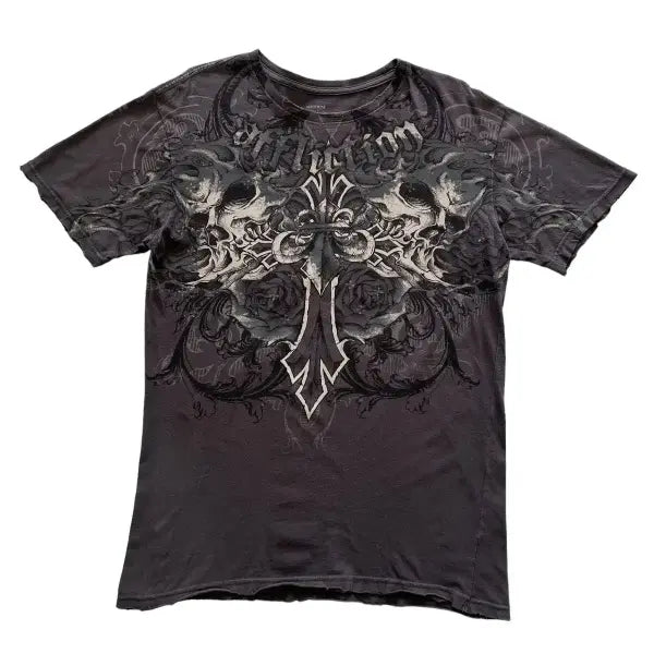 2000s Affliction Oversized Graphic T-Shirt for Men – Retro Punk Hip Hop Cotton Tee Short Sleeve Round Neck
