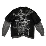 2000s American Skull Long Sleeve T-Shirt for Men – Gothic Oversized Casual Round Neck Top - affliction-2 / XXL