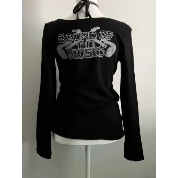 Women’s 2000s Gothic Vintage Long Sleeve T-Shirt – Punk Grunge Graphic Harajuku Y2K Streetwear Top