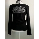 Women’s 2000s Gothic Vintage Long Sleeve T-Shirt – Punk Grunge Graphic Harajuku Y2K Streetwear Top