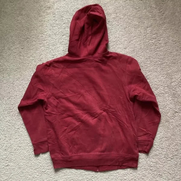 2000s Red Cotton Couple Zipper Hoodies - Vintage Y2K Sweatshirt - Himpall
