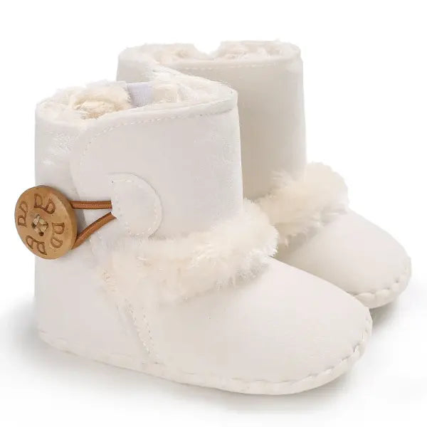 2022 Baby Autumn Winter Boots Baby Girl Boys Winter Warm Shoes Solid Fashion Toddler Fuzzy Balls First Walkers Kid