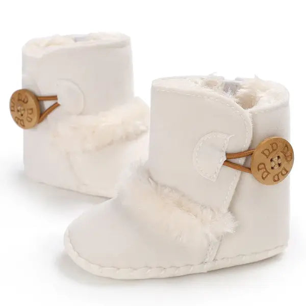 2022 Baby Autumn Winter Boots Baby Girl Boys Winter Warm Shoes Solid Fashion Toddler Fuzzy Balls First Walkers Kid