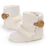 2022 Baby Autumn Winter Boots Baby Girl Boys Winter Warm Shoes Solid Fashion Toddler Fuzzy Balls First Walkers Kid