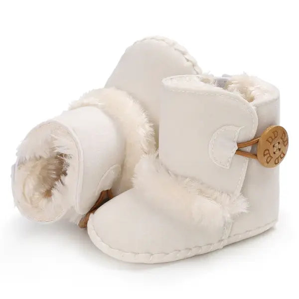 2022 Baby Autumn Winter Boots Baby Girl Boys Winter Warm Shoes Solid Fashion Toddler Fuzzy Balls First Walkers Kid