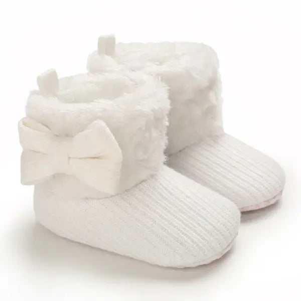 2022 Baby Autumn Winter Boots Baby Girl Boys Winter Warm Shoes Solid Fashion Toddler Fuzzy Balls First Walkers Kid