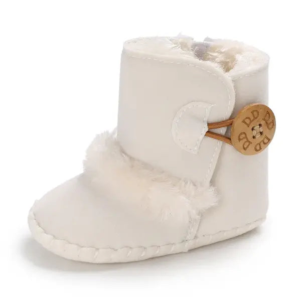 2022 Baby Autumn Winter Boots Baby Girl Boys Winter Warm Shoes Solid Fashion Toddler Fuzzy Balls First Walkers Kid
