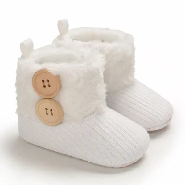 2022 Baby Autumn Winter Boots Baby Girl Boys Winter Warm Shoes Solid Fashion Toddler Fuzzy Balls First Walkers Kid