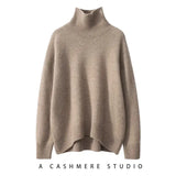 2024 Autumn and Winter New Thick Cashmere Sweater Women High Neck Pullover Sweater Warm Loose Knitted Base Sweater