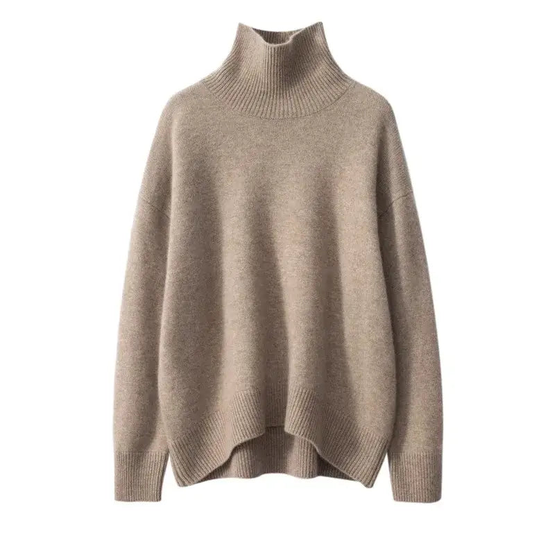 2024 Autumn and Winter New Thick Cashmere Sweater Women High Neck Pullover Sweater Warm Loose Knitted Base Sweater