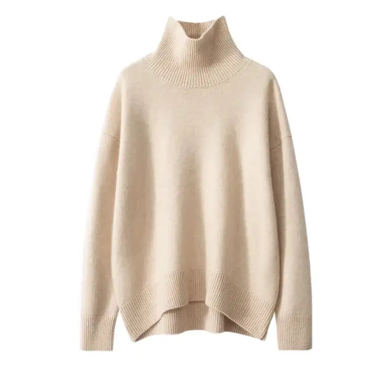 2024 Autumn and Winter New Thick Cashmere Sweater Women High Neck Pullover Sweater Warm Loose Knitted Base Sweater