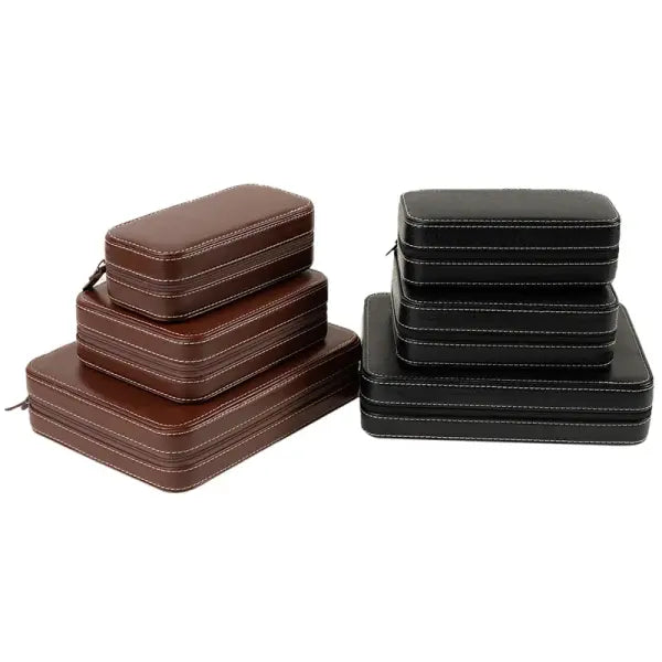 Watch Storage Boxes Leatherette Zipper Multifunctional Display