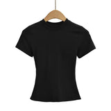 Women’s Slim Fit Short Sleeve T-Shirt – Solid Color Y2K Casual Fashion Top