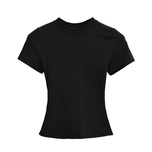 Women’s Slim Fit Short Sleeve T-Shirt – Solid Color Y2K Casual Fashion Top - black / L / CHINA