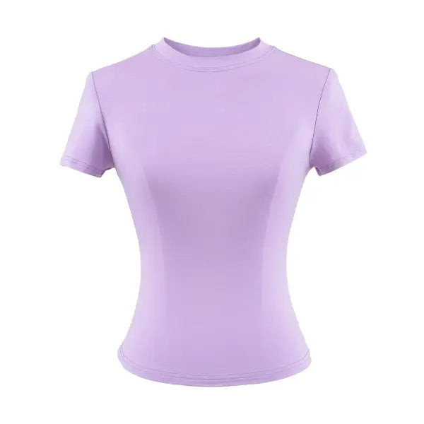 Women’s Slim Fit Short Sleeve T-Shirt – Solid Color Y2K Casual Fashion Top - 08 / L / CHINA